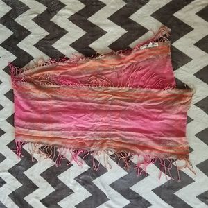 Michael Stars Pink and Orange Fringe Scarf